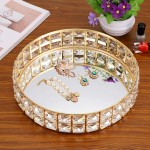 Hipiwe Mirrored Crystal Vanity Makeup Tray 10 Inches Sparkly Bling Jewelry Trinket Display Tray Decorative Makeup Tray Cosmetic Perfume Organizer Tray for Dresser Bathroom Home Decor - BY2PASYTY