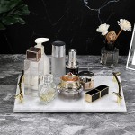 Hipiwe Natural Marble Stone Decorative Tray with Handle Handmade Vanity Organizer Tray Perfume Tray Catchall Tray for Bathroom Dresser Coffee Table Home Decor 12 x 8 inch Light Gray - BIKJAKSXJ