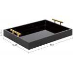Kate and Laurel Lipton Decorative Wood Tray with Metal Handles 16.5x12.25 Black Gold - BV3DK1WUA