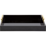 Kate and Laurel Lipton Decorative Wood Tray with Metal Handles 16.5x12.25 Black Gold - BV3DK1WUA