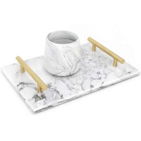 LUANT Marble Stone Decorative Tray for Counter Vanity Dresser nightstand or Desk Dimension 11-2 3"L X 7-3 4"W X 2" H - B8PPQYG85