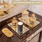 Mili Home Gold Vanity Tray Gold Perfume Tray for Dresser Bathroom ,Gold Decorative Tray Makeup Tray for Makeup Mirror Dresser Tray Organizer for Jewelry - BT8WAUKEV