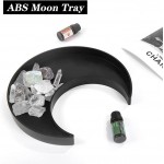 Moon Crystal Holder ABS Decorative Tray with Wood Round Dish Display Crystals Decor Healing Stones Storage Spiritual Boho Home Decor Essential Oil Rings Perfume Jewelry Organizer - BKB4R4HTH
