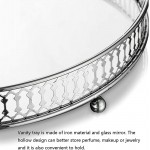 Nuptio Mirrored Glass Make up Tray 9.84 25cm Dia Silver Round Decorative Tray Candle Plate Jewelry Tray Storage Organizer Mirror Vanity Tray for Coffee Table Dresser Bathroom Bedroom Home Decor - BSC3REY1K