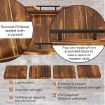 Ottoman Tray with Coasters –Rectangular Wooden Farmhouse Serving Tray W Handles Rustic Brown- Torched Wood- Breakfast in Bed Charcuterie Board Picnic Home Decor 20”L x 14”W x 2.36”H Fir Wood - BVXUKZ1WI