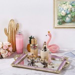 SAIDEKAI Mirrored Tray Decorative Antique Vanity Tray Perfume Organizer Makeup Organizer Jewelry Dresser Organizer and Display Serving Tray 14.3'' x 10.5'' Pinkish Purple - BDXDGTDQG