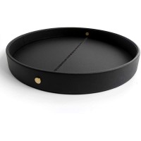 Selaos Decorative Round Serving Tray Black and Gold Tray | Decorative Trays for Coffee Table | Serving Tray for Ottoman | Black Serving Tray | Ottoman Tray for Living Room | Serving Tray Round - BGVHCGZN6