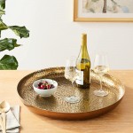 Signature Design by Ashley Morley Round Antique Décor Tray 21.75 Inches Gold Finish - BZHORVRV3