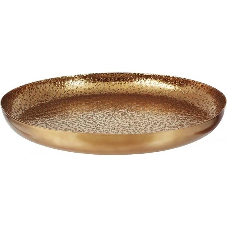Signature Design by Ashley Morley Round Antique Décor Tray 21.75 Inches Gold Finish - BZHORVRV3