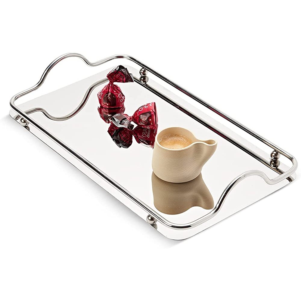 Stainless Steel Decorative Mirror-Finish Tray Silver - BB02D1JSL