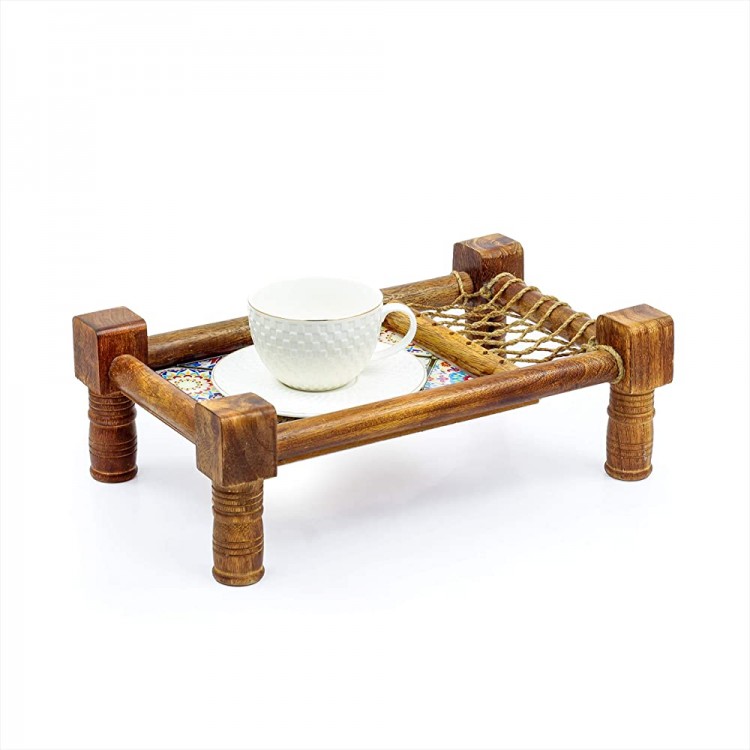 Traditional Decorative Asian Cot Tray for Snacks & Drinks | North Indian Decorative Wooden Coat Decor Accent | Nagina International - BPMPKSB8A