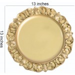 Tray Decor Round Gold Tray Decorative Gold Perfume Tray 13 Inches with Vintage Floral Edging Design Gold - BX7D3KG6P