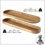 WHW Whole House Worlds Oversized Modern Farmhouse Trays Set of 2 Mango Wood Oval Smooth Finish Rounded Rims Knotty Grained Wood 32.25 and 28.25 Inches Long - BV661C23T