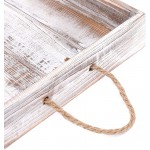 Wooden Tray with Rope Handles,Farmhouse Distressed Whitewash Ottoman Tray Kitchen Party Home Decor,Decorative Tray for Breakfast in Lap,Bed & Couch,Coffee Table,Storage Organizer Platter - BY2IP3FGS