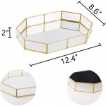 YCOCO Mirrored Counter Trays Makeup Jewelry Organizer Decorative Polygon Tray for Dresser,Bathroom,Bedroom,Cosmetics Vanity Tray,Gold - BSUX9LRHP