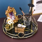 Zosenley Makeup Organizer Tray Decorative Glass Vanity Tray for Perfume Jewelry and Decor Round Cosmetic Storage for Dresser Bathroom Counter Ottoman and Coffee Table Size 11.4”D x 2.4”H - B0FCKW8BQ