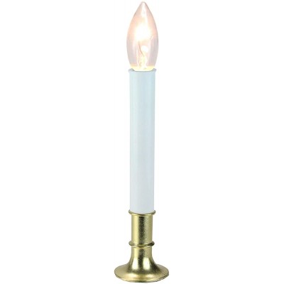 9" Pre-Lit White and Gold C7 Light Christmas Candle Lamp with Sensor - BEOQPHZER
