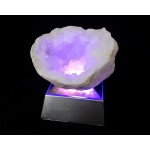 Amazing Large Half Geode Druzy on Mirrored Multicolored Continuously Changing LED Light Stand Base - BH5FH3FZP