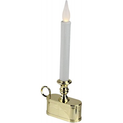 Brite Star 11" Battery Operated White and Gold LED Christmas Candle Lamp with Toned Base - BTKAQRTXQ