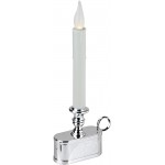 Brite Star 11 Battery Operated White and Silver LED Christmas Candle Lamp with Toned Base - B3MPXFCA1