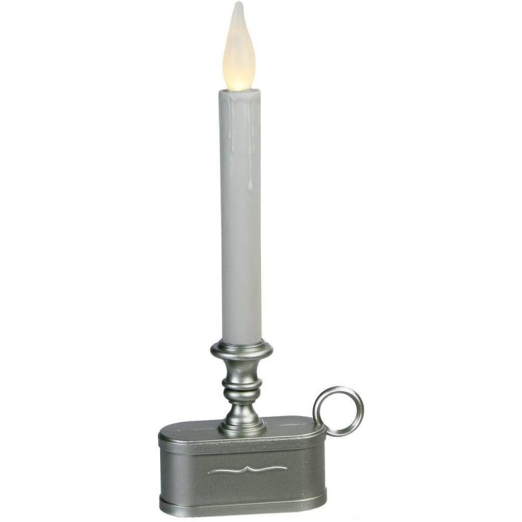 Brite Star 11 Pre-Lit Silver and Gray LED Christmas Candle Lamp with Toned Base - BD1EFBIJI