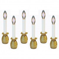 Candle Lamps Brass Pineapple Electric Window Candlestick Lamps Set of SIX - B71U5I2Y3