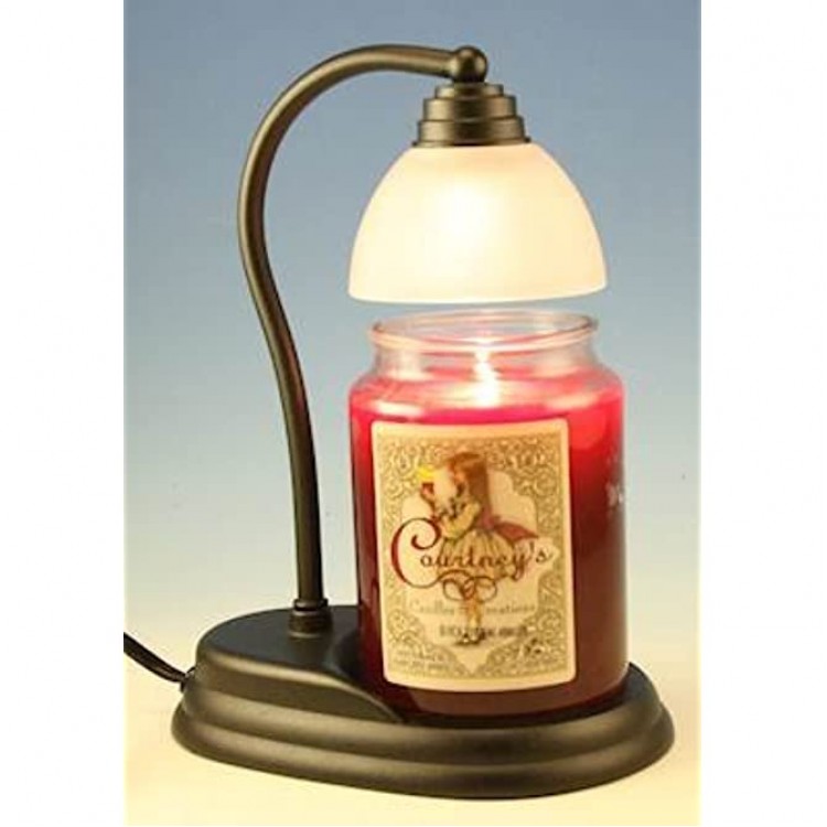 Courtney's Candles Aurora Black Candle Lamp Warmer and Courtneys 26 oz Candle Lavender Amber - BYMK16R15