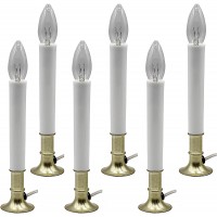 Creative Hobbies Electric Window Candle Lamp with Brass Plated Base Automatic Daily Timer Function 8 Hours On 16 Hours Off Ready to Use! 6 Pack - BTHAJ5MEP