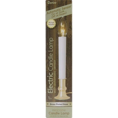 Darice 9 Electric Window Brass-Plated Base Plug-in Lamp Sensor Automatically Turns Candle on in Dark and Off in Light – Includes 7W Glass Bulb - B2SQE94WJ