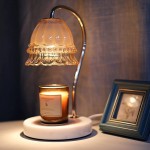 Flower Wax Melting Lamp Marble Melting Candle Lamp for Scented Candles Wax Melter Melts ,Electric Dimmable Candle Lamp，Candle Warmer Lamp Small & Large Size Jar Candles - B57RXBC9E