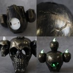 Halloween Lights，YF-TOW Smoke Horror Skull Head Lamp Candle Led Light with 3 Sandalwood for Halloween Party Haunted House Creating Horror Decoration Gold - BRKZ5CZF2