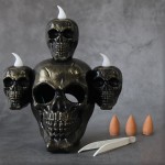 Halloween Lights，YF-TOW Smoke Horror Skull Head Lamp Candle Led Light with 3 Sandalwood for Halloween Party Haunted House Creating Horror Decoration Gold - BRKZ5CZF2
