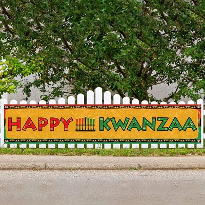 Jiudungs Kwanzaa Decoration Happy Kwanzaa Banner for Fence Kwanzaa Kinara Candle Decor African American Holiday Festival Decoration and Supplies for Home - BEZ2GUWZL