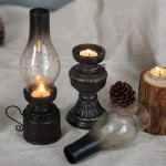 Nostalgic Retro Resin Glass Cover Kerosene Lamp Household Candlestick Candle Holder Home Decoration Supplies,Size S - BY6X50Q2Y