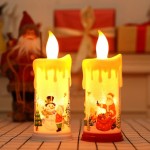 OSALADI LED Christmas Candle Flameless Flickering Candles Santa Snowman Pattern Candle Light for Christmas Home Decorations and Gift - B77S3378S