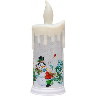 OSALADI LED Christmas Candle Flameless Flickering Candles Santa Snowman Pattern Candle Light for Christmas Home Decorations and Gift - B77S3378S