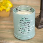 Serenity Prayer Teal White Floral Design Stoneware Electric Large Jar Candle Warmer - B2PPVY9CZ