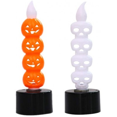 TRBYSTRE Halloween Pumpkin Candle Creative Skull Candle Electronic Lights Halloween Part Supplies 2 Pcs - B2ITQZ5C1
