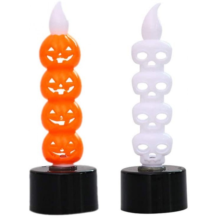 TRBYSTRE Halloween Pumpkin Candle Creative Skull Candle Electronic Lights Halloween Part Supplies 2 Pcs - B2ITQZ5C1