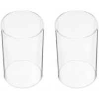 VICASKY 2Pcs Clear Glass Candle Lamp Shade Cylinder Glass Lamp Shade Candle Holder Candle Tube Covers Weddings Party Decoration  15X8X8CM  - BFICQZHZX