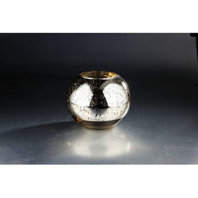 CC Home Furnishings 10" Silver Colored Round Mercury Glass Votive Candle Holder - B825Y7FUD