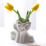 Ceramics Statue Flower Vase Face Planter Pots Bust Head Shaped Creative Sculpture for Shelf Showpiece Gifts Home Office Decoration - B0A4P4VL1