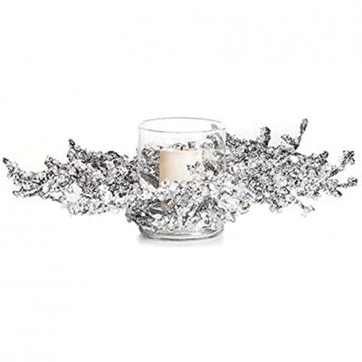 EuroCinsa Ref. 70676C05 Christmas Frosted Candle Holder Silver Box of 1 Plastic Glass 35 cm - B2YI01JKB