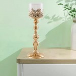 FAKEME Gold Glass Bowl Candle Holder for Dining Room Flange Decorative Centerpieces Modern House Decor Gifts for Anniversary Celebration 13x39cm - BU51QRAM4