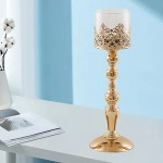 FAKEME Gold Glass Bowl Candle Holder for Dining Room Flange Decorative Centerpieces Modern House Decor Gifts for Anniversary Celebration 13x39cm - BU51QRAM4