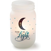 Follow The Light Frosted Glass Mason Jar Votive Candle Holder 10.25 oz 3x5 - BLA5TR0RE