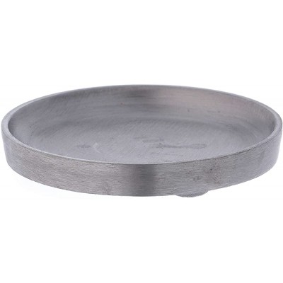 Holyart Round Candle Holder Plate in matt Silver-Plated Brass - BFGMM0DJN