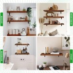 AmeeGoo Rustic Wood Floating Shelves for Wall Storage Set of 2 Farmhouse Wooden Shelves Wall Mounted Wide Natural Wood Floating Wall Shelf for Living Room Bedroom Bathroom Office Flame-16 x 5.5'' - B9GQ8PF3Q