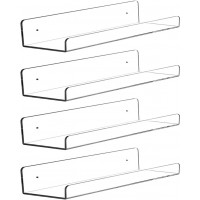CY craft Clear Acrylic Floating Shelves Display Ledge 5 MM Thick Wall Mounted Storage Shelf for Kitchen Bathroom Office,Invisible Kids Bookshelf and Spice Rack,15 Inch,Set of 4 - BMGMV609H