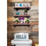 Floating Shelves with Industrial Pipe Brackets by |TY Creations Home Set of 3 Rustic Wall Mounted Wood Shelving Storage Home Decor for Bathroom Kitchen Bedroom Living Room Office - B3OI5F7OZ
